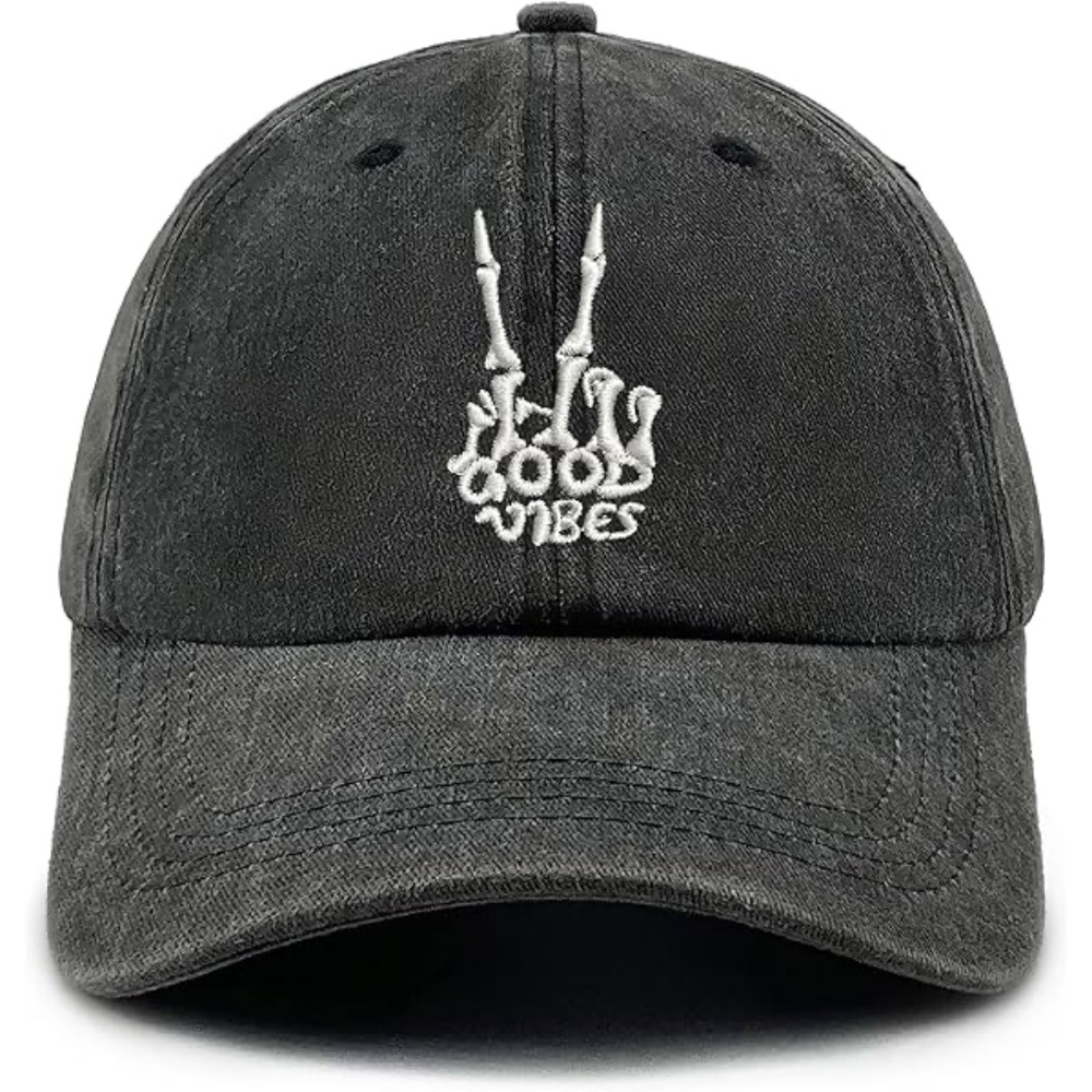 Good vibes Skeleton Hand trucker Hat Men Women Funny Adjustable Baseball Cap